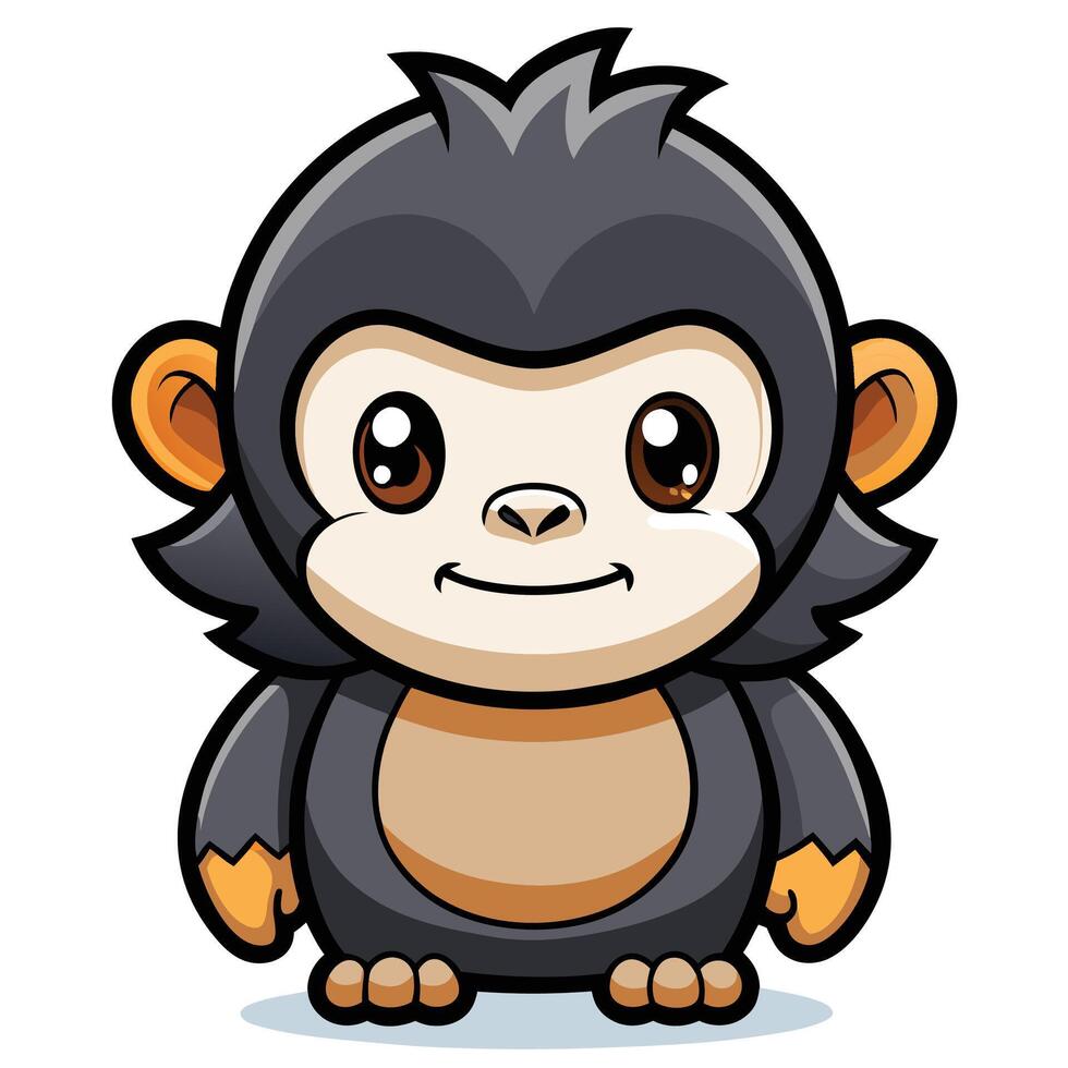 a cartoon monkey with big eyes and a smile vector