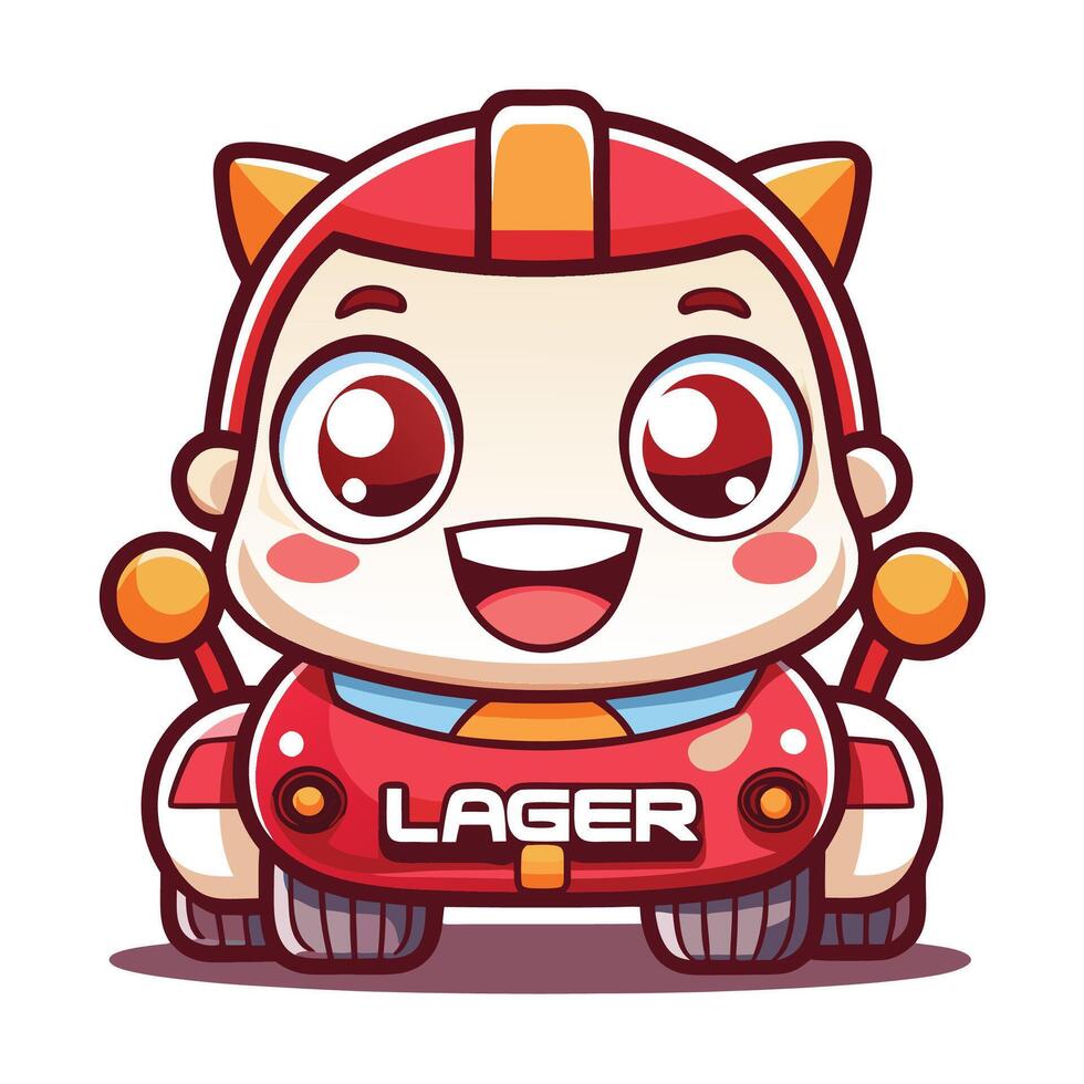 a cartoon cat driving a car with the words lager vector