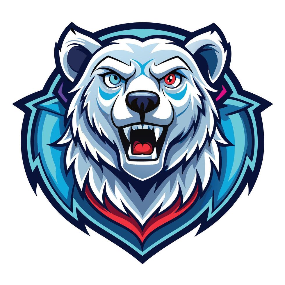 the polar bear mascot head with red eyes vector