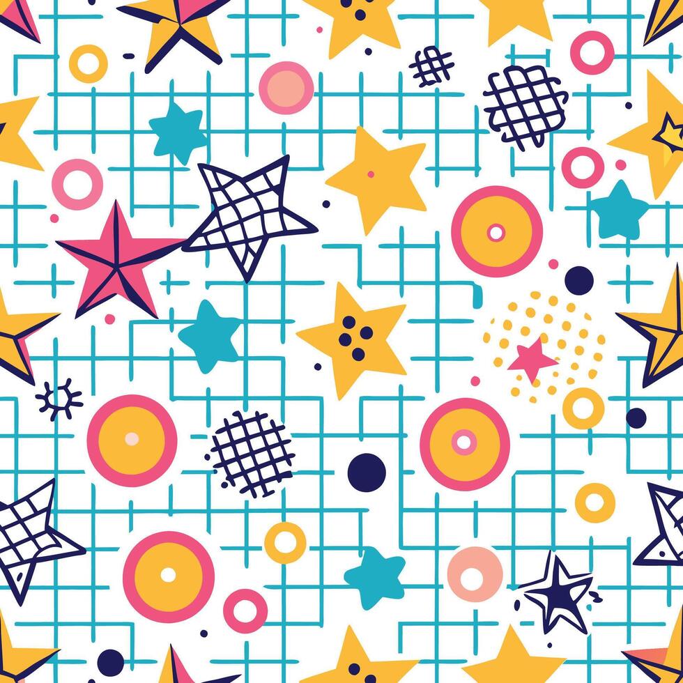 a colorful pattern with stars and circles vector