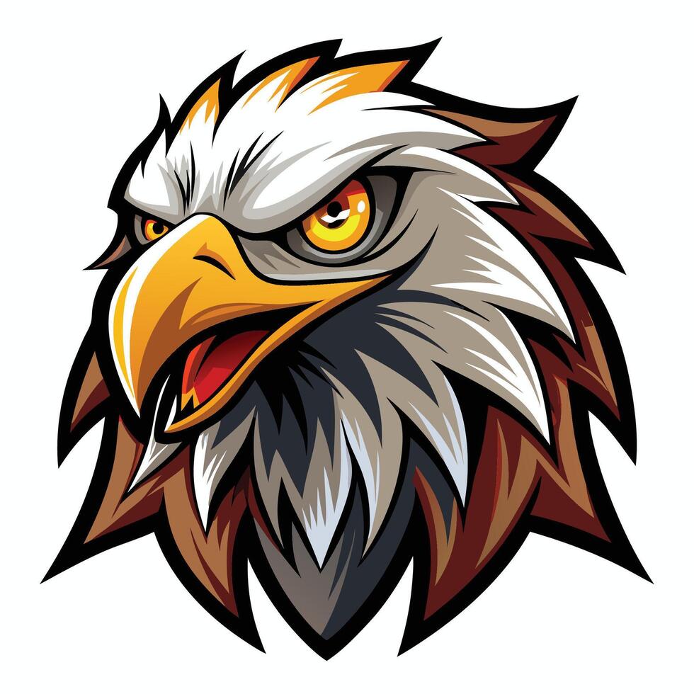 an eagle head with a big beak and yellow eyes vector