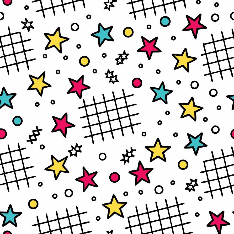seamless pattern with stars and squares vector