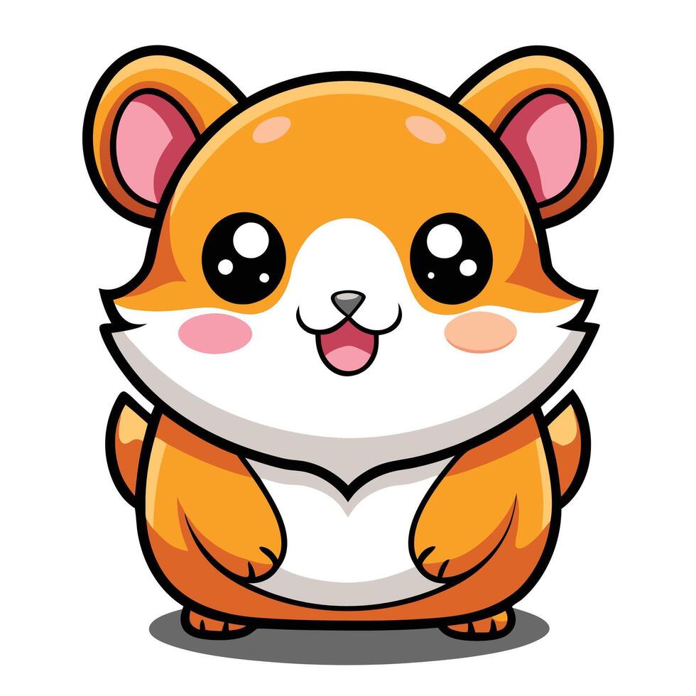 a cartoon cute little hamster with big eyes vector