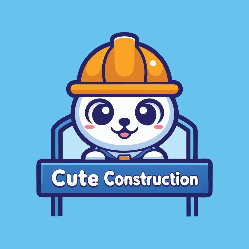 a cute construction worker logo vector