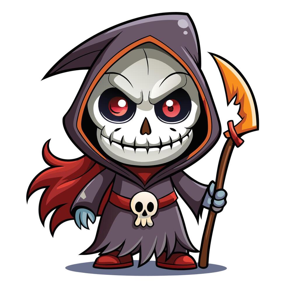 cartoon grim reaper holding a scythe vector