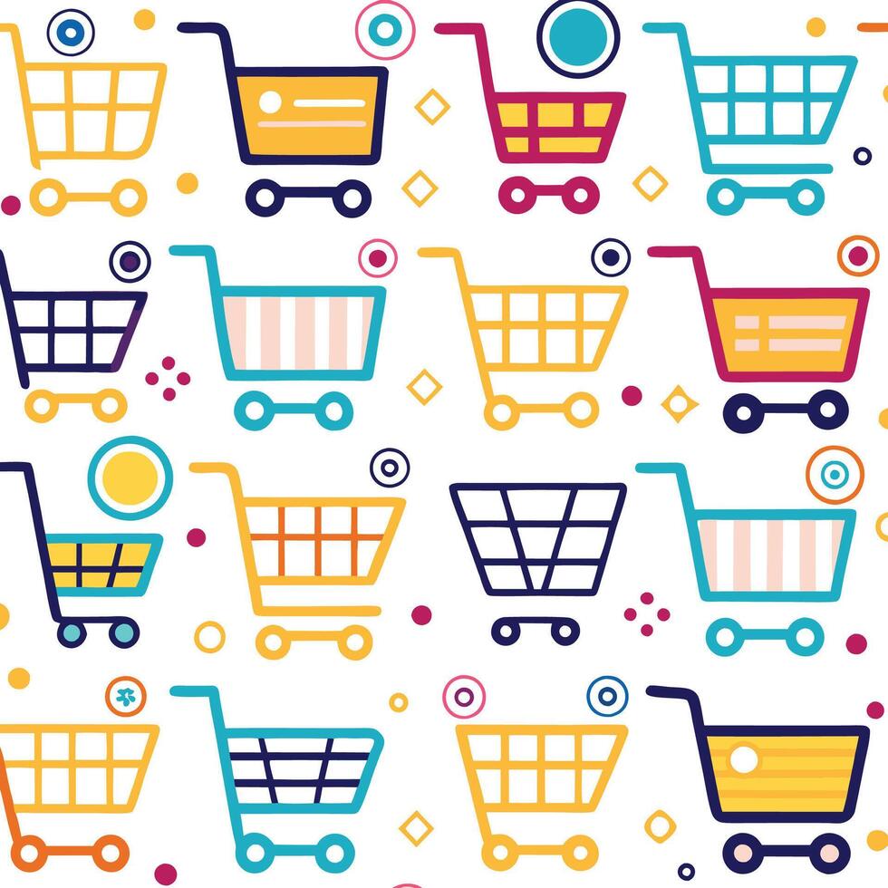 shopping cart seamless pattern vector