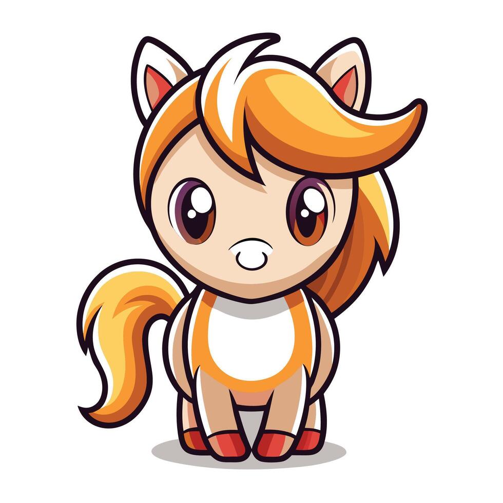 a cartoon pony with orange hair and a white mane vector
