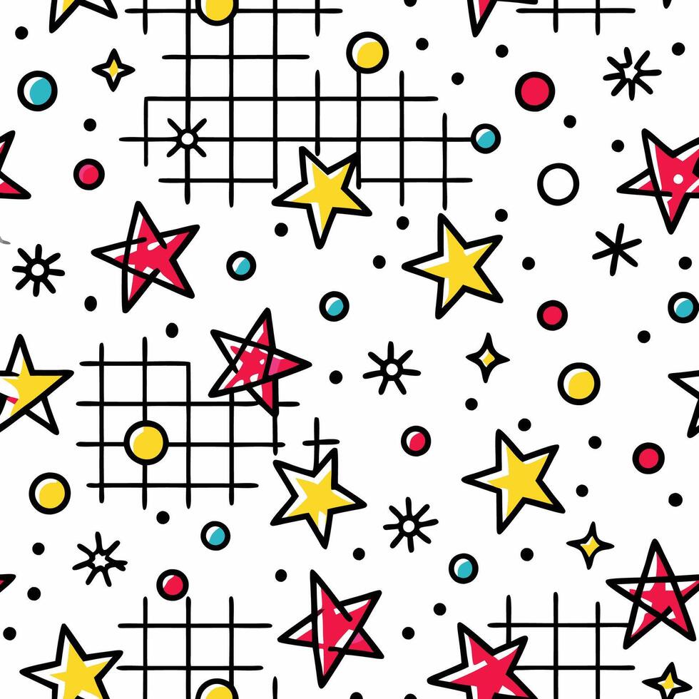 a colorful pattern with stars and squares vector