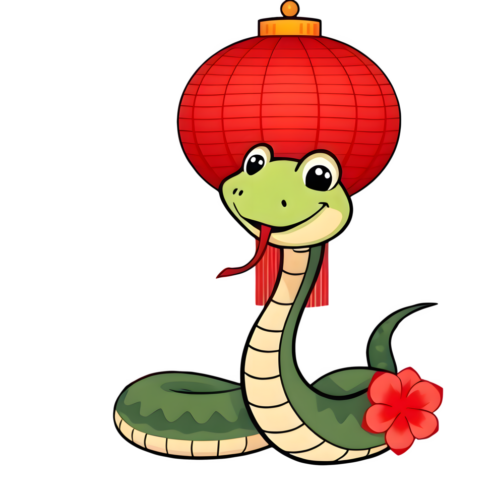 Cartoon Chinese New Year Snake With Red Lantern png