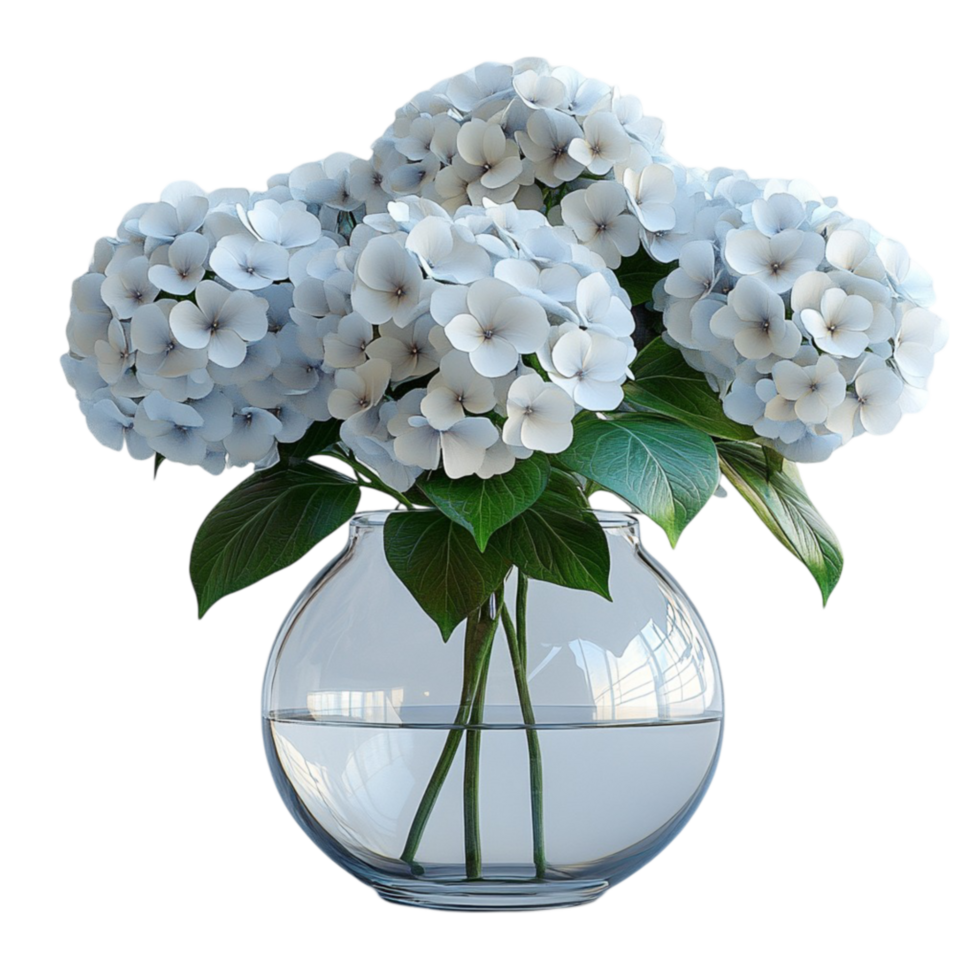 Decorative Vase with White Blooms on Transparent Background png