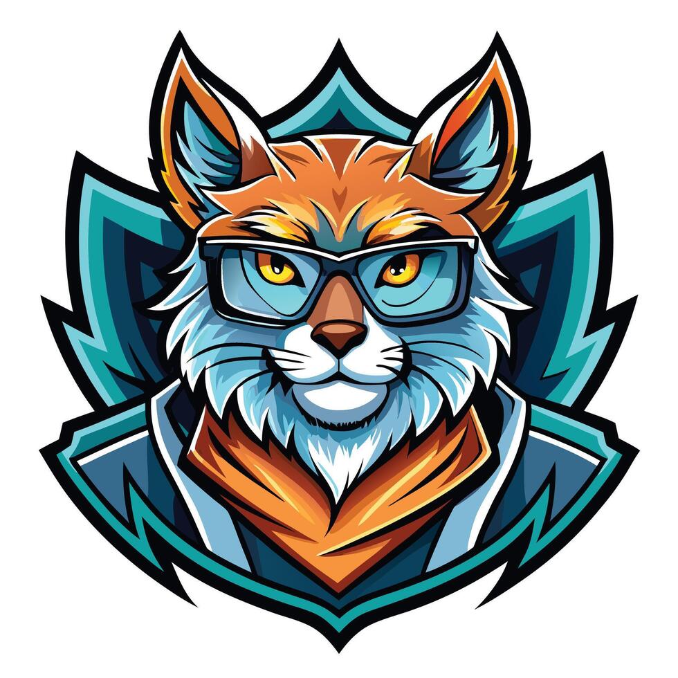 a cartoon fox wearing glasses and a scarf vector