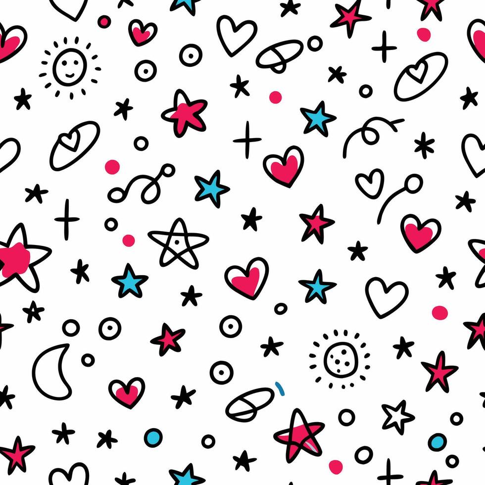 a pattern with hearts, stars and other symbols vector