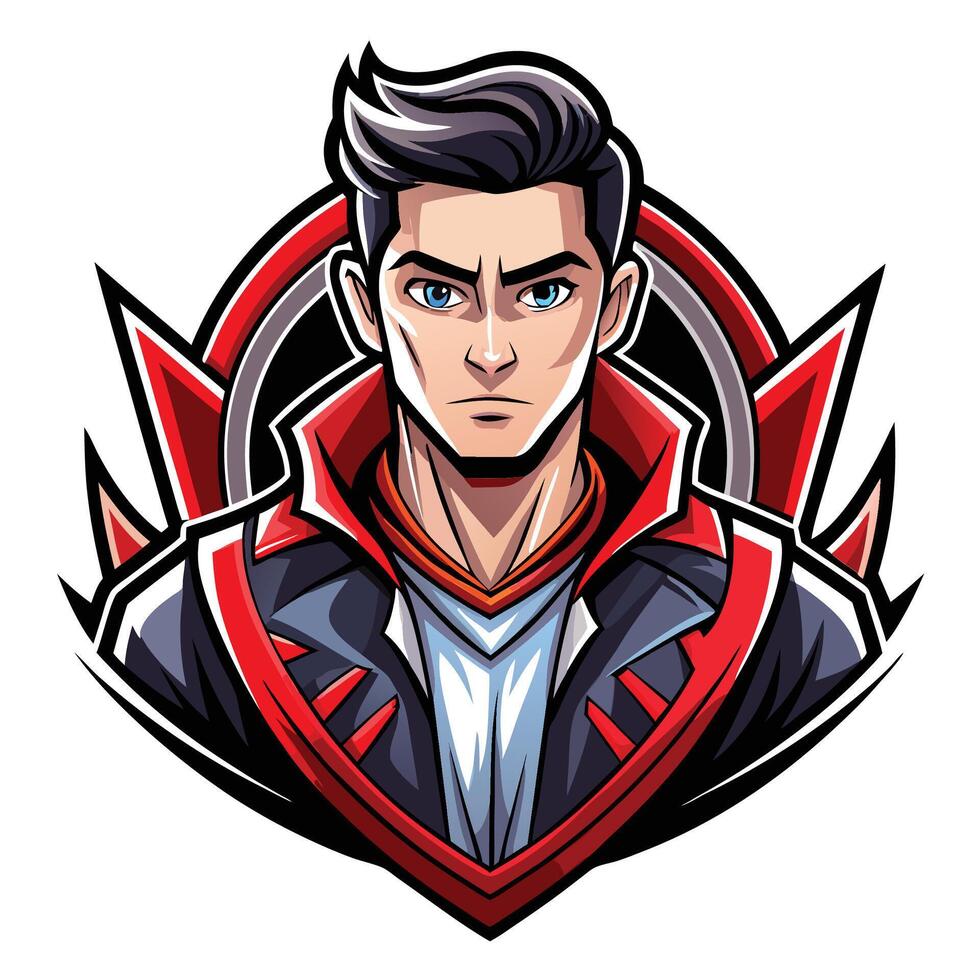 a cartoon character with black hair and red jacket vector