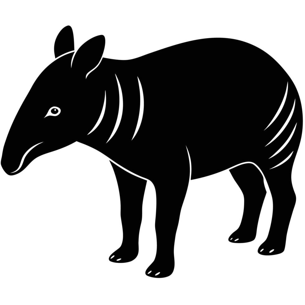 a black and white illustration of a tapir vector
