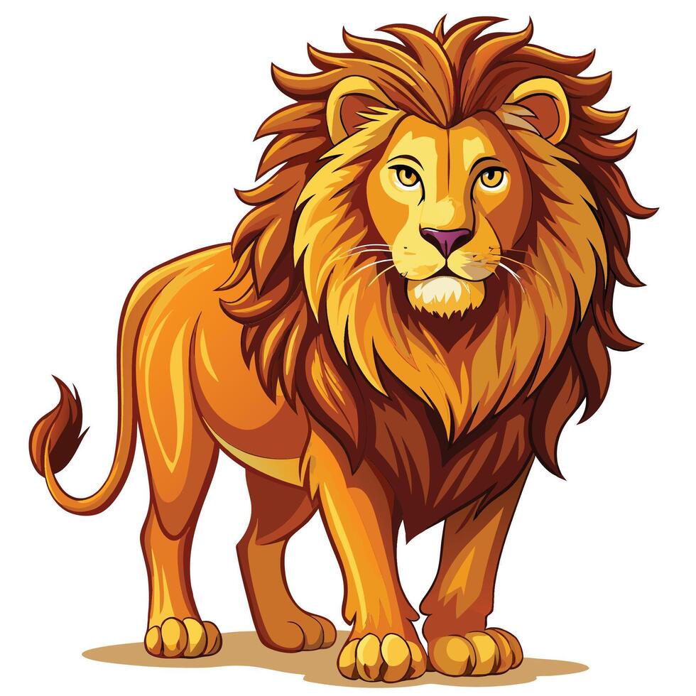 lion standing on white background illustration vector