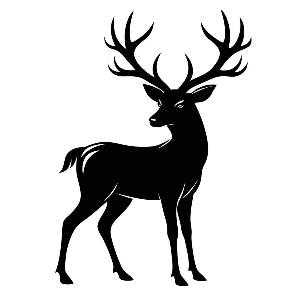 a black and white silhouette of a deer vector