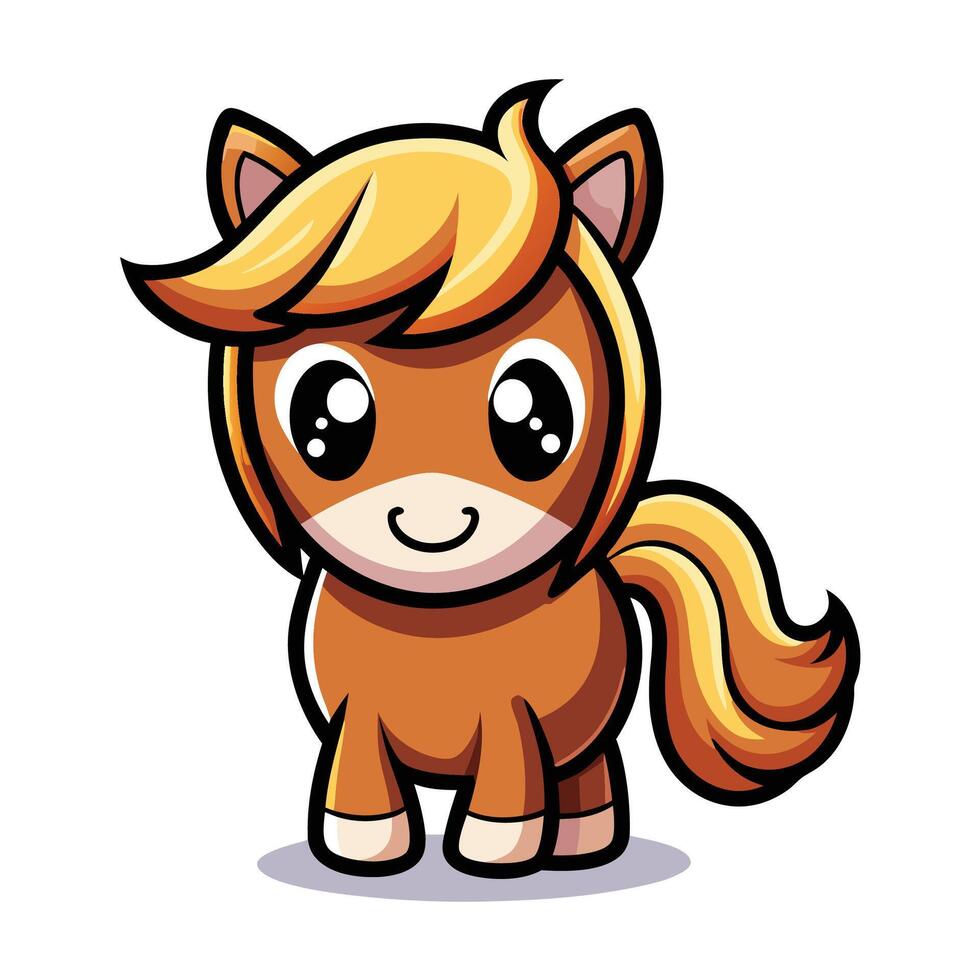 a cartoon horse with a big head and long hair vector