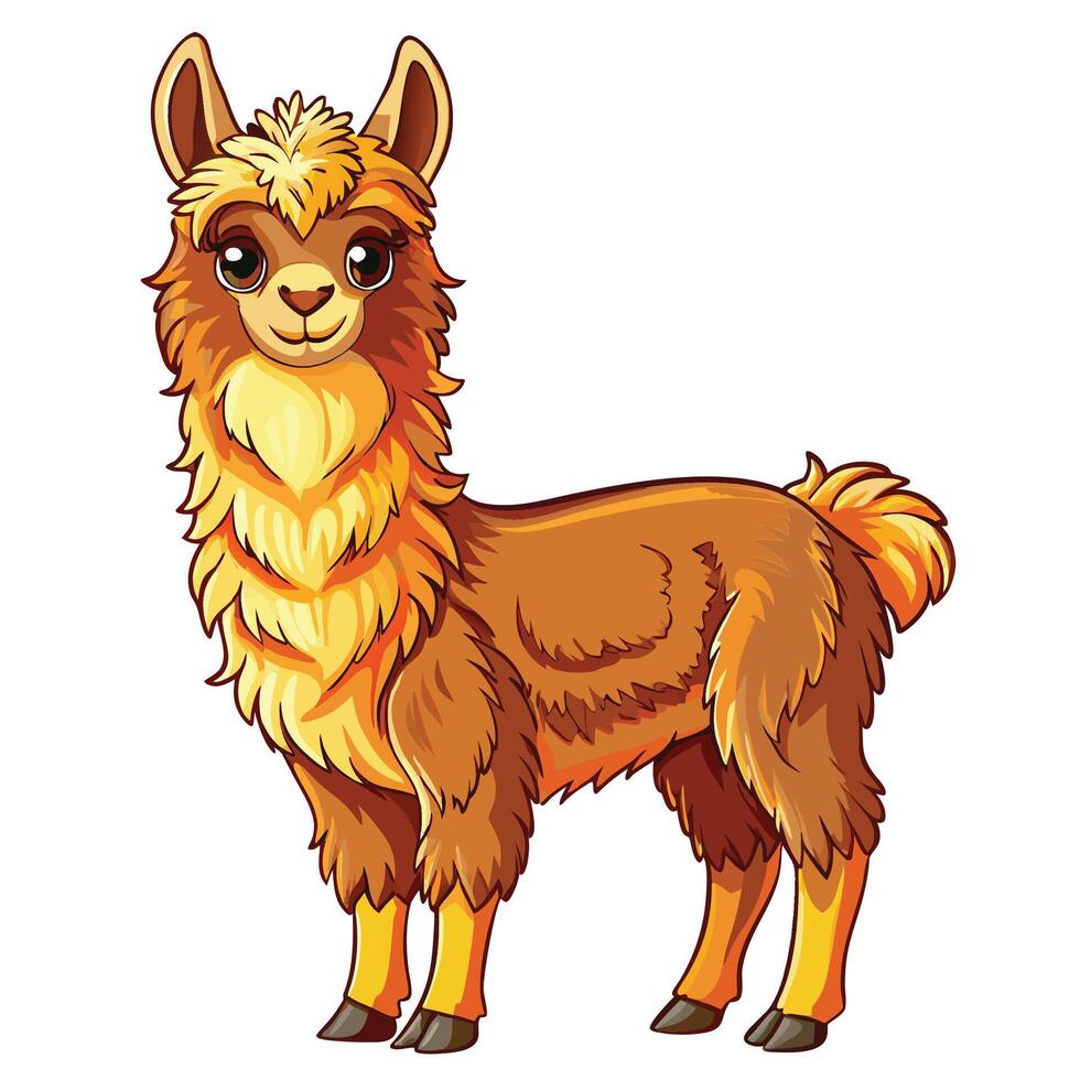 illustration of cute llama cartoon animal illustration vector