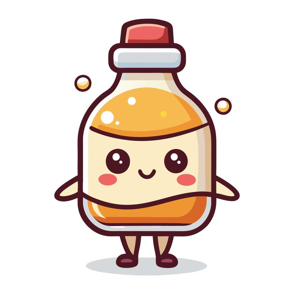 cute cartoon bottle of milk with a face and eyes vector