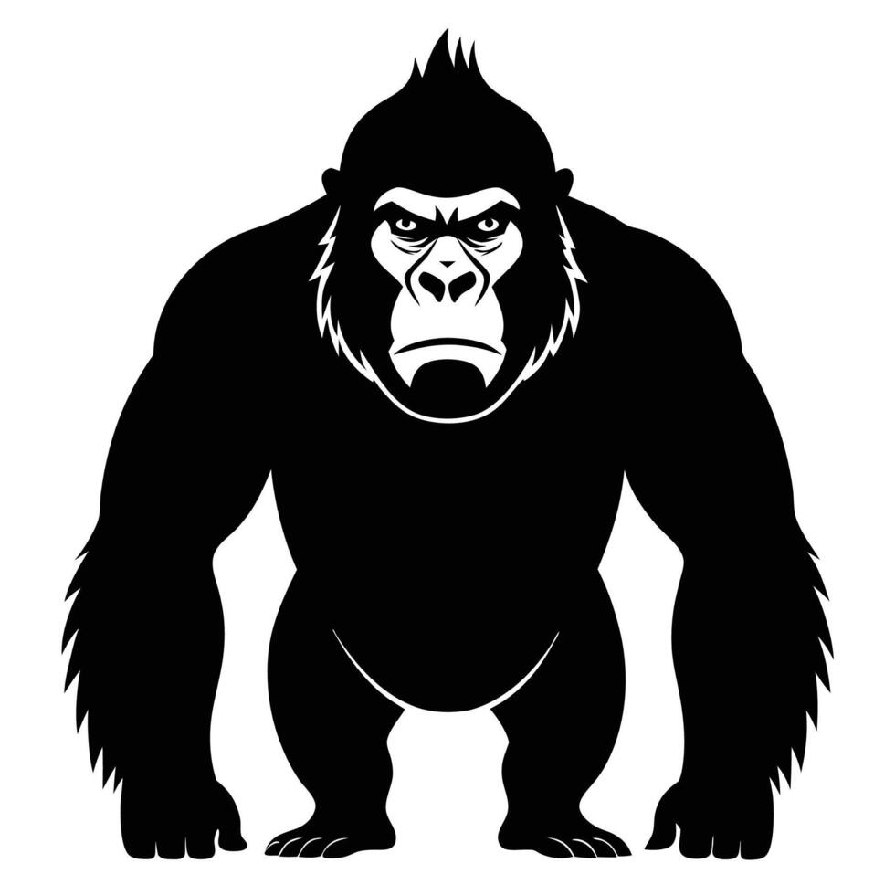 gorilla black silhouette on white background vector