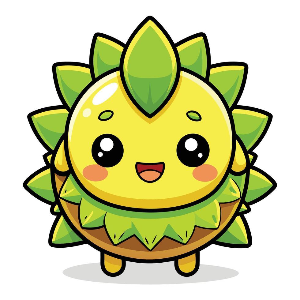 a cartoon character with green leaves on its head vector
