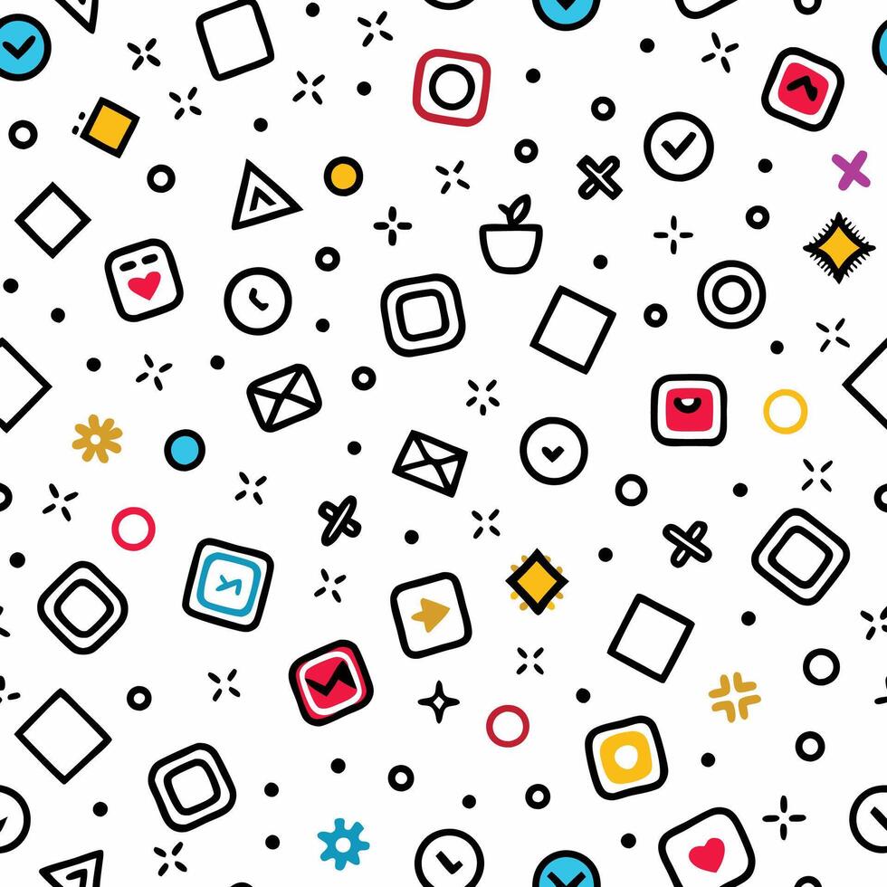 a seamless pattern with various icons and symbols vector
