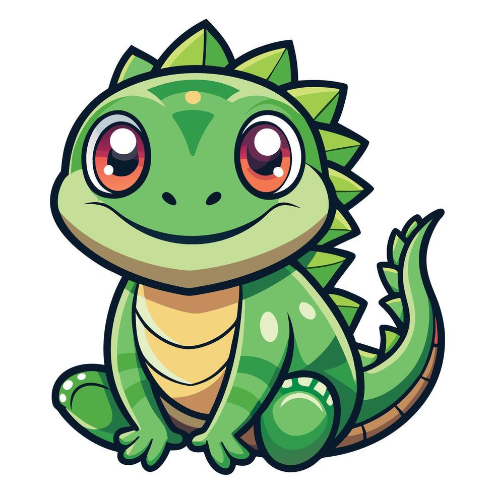 cute lizard cartoon character illustration vector
