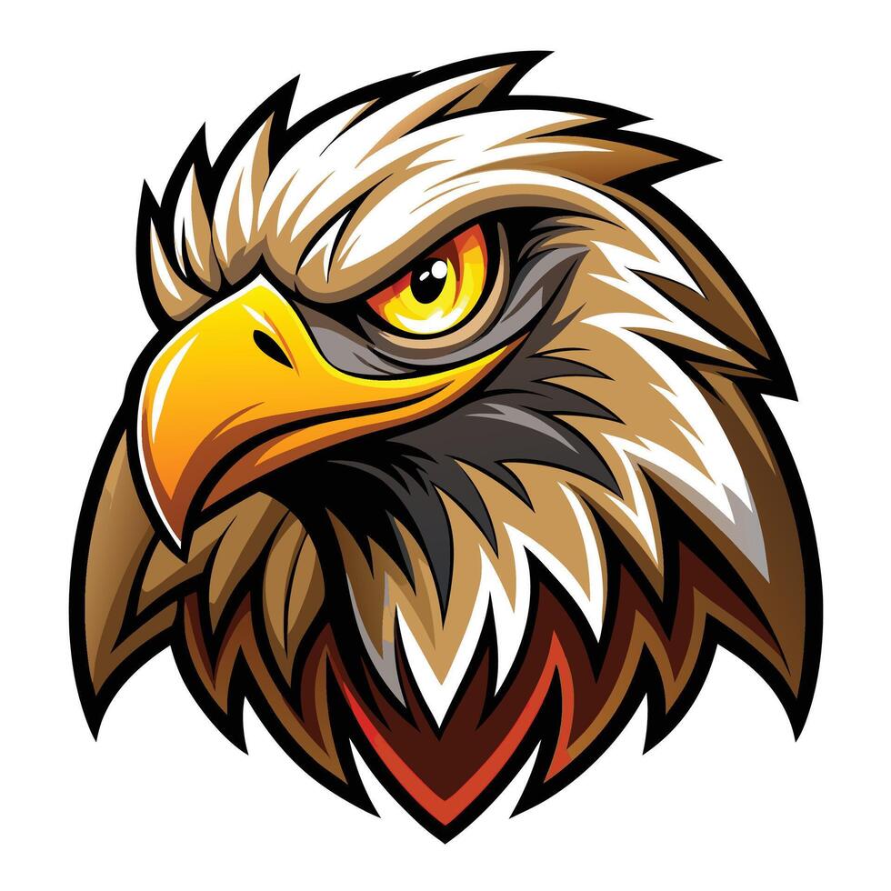 an eagle head with a yellow beak and red eyes vector