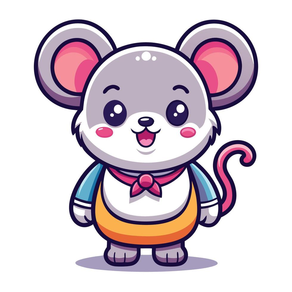 cartoon mouse character with bow tie and apron vector