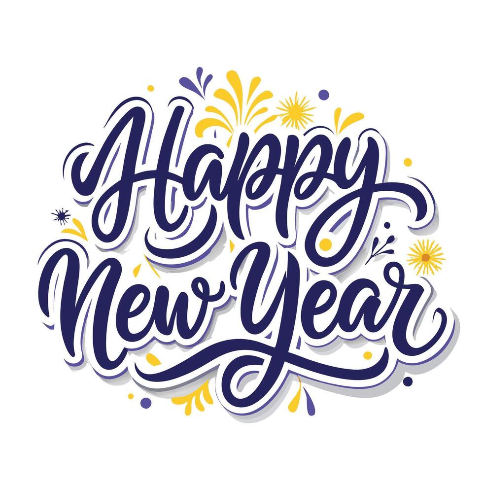 happy new year lettering design vector