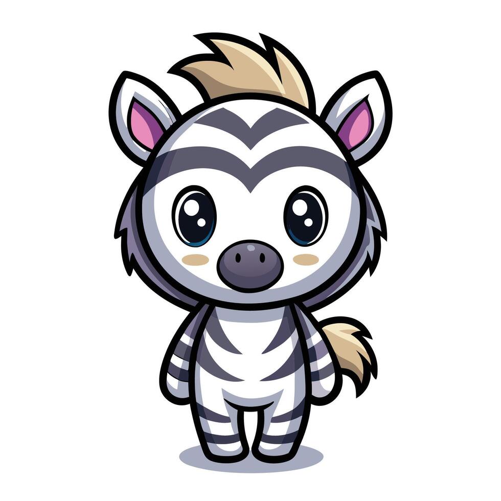 a cartoon zebra standing with a big smile vector