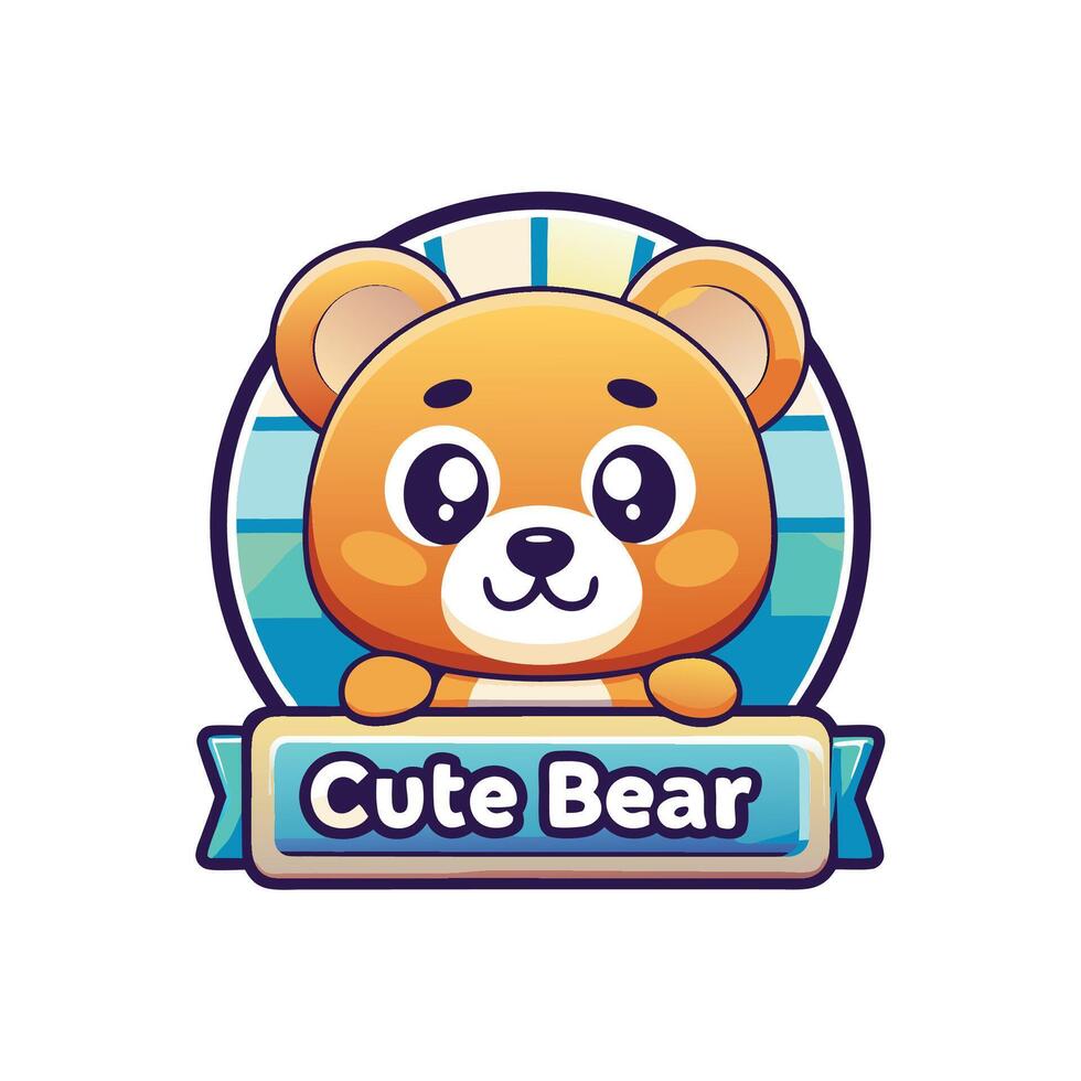 a cute bear logo with the word cute bear vector