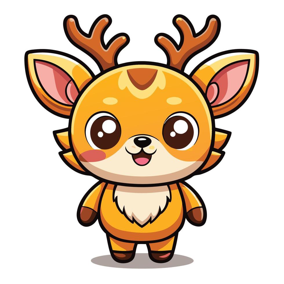 cute deer character illustration vector