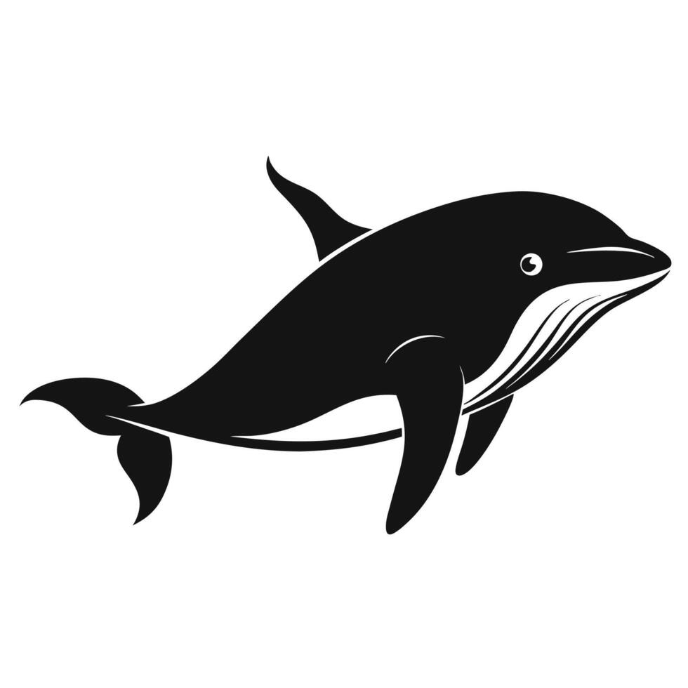 a black and white illustration of a dolphin vector