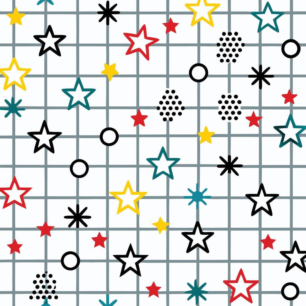 a colorful pattern with stars and squares vector