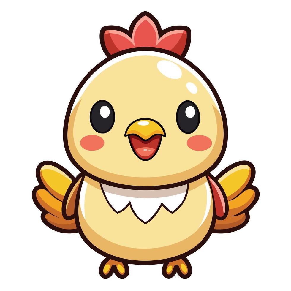 a cartoon chicken with a red head and a big smile vector