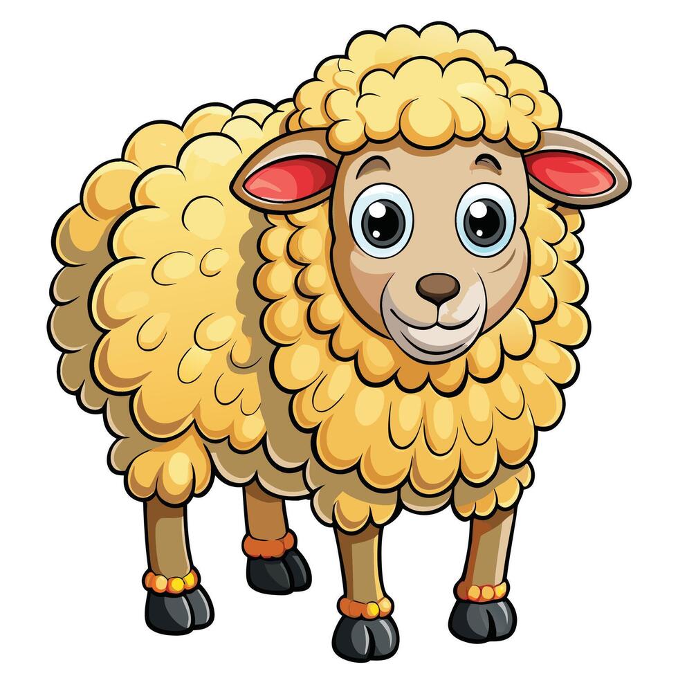 a cartoon sheep with big eyes and a white background vector