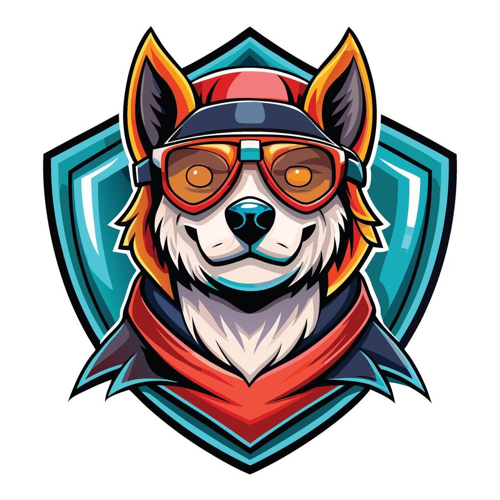 a cartoon dog wearing goggles and a scarf vector