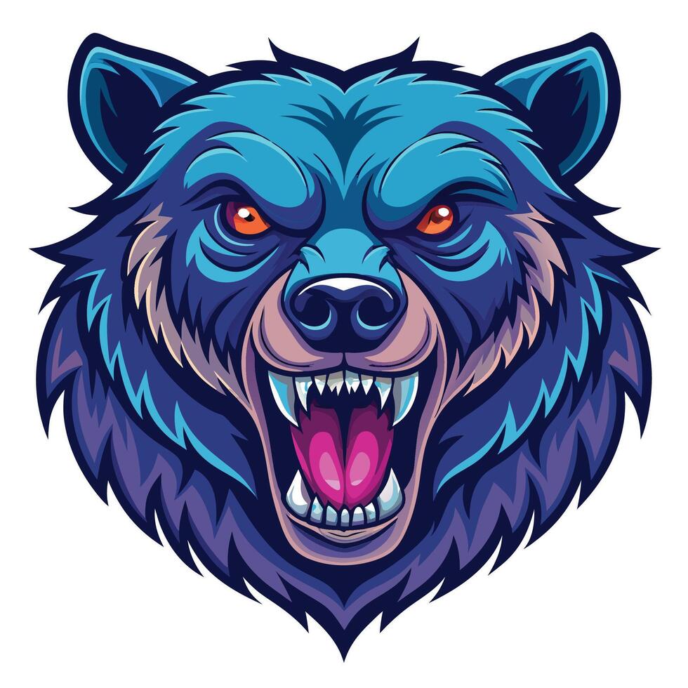 the head of a bear with its mouth open vector
