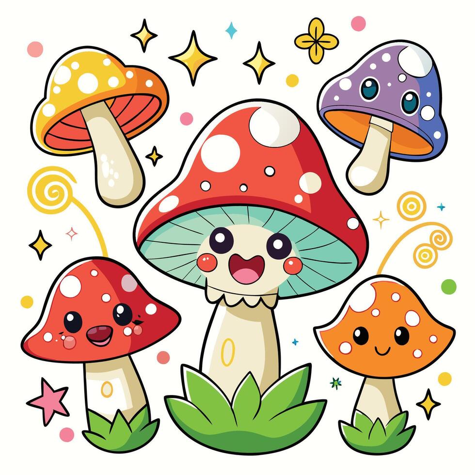 cartoon mushroom illustration vector