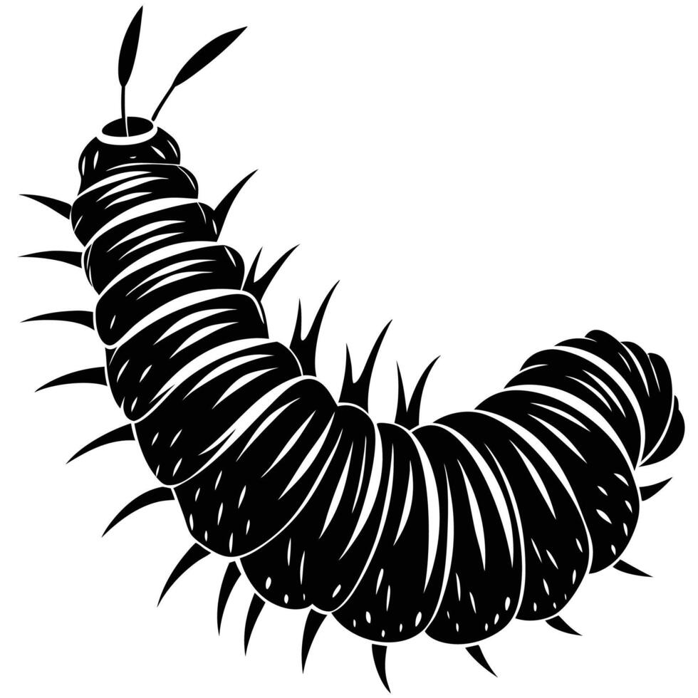 a black and white illustration of a caterpillar vector