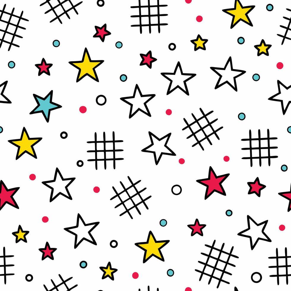 seamless pattern with stars and squares vector