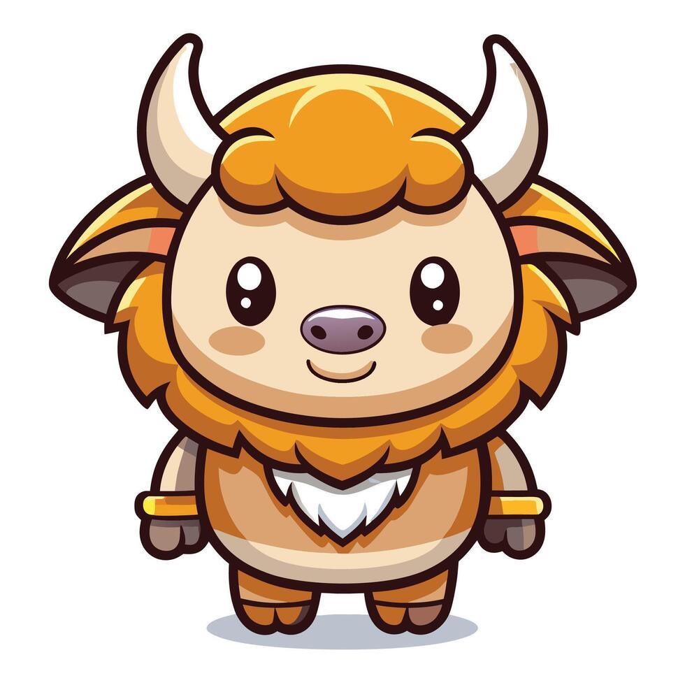 cartoon character of a bull with horns and a hat vector