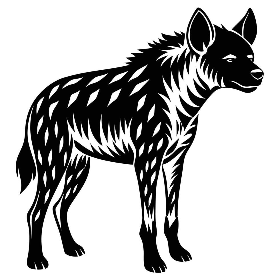 a black and white hyena on a white background vector