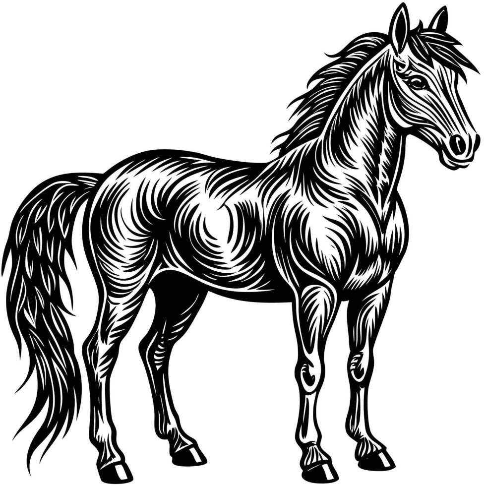 a black and white drawing of a horse vector