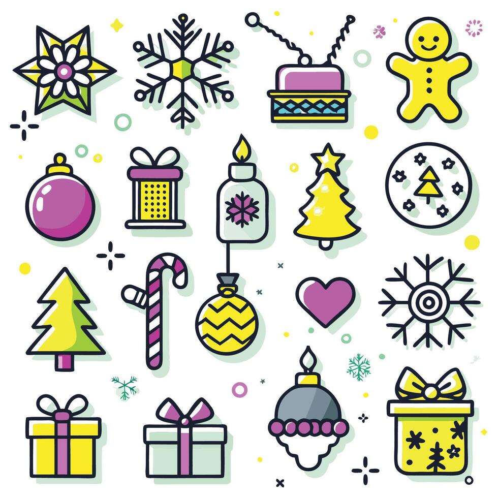 christmas icons set in a line style vector