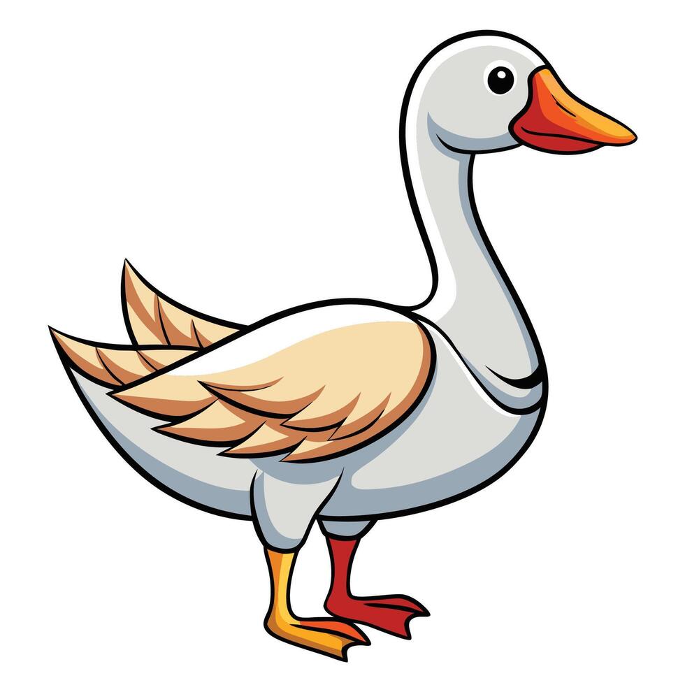 a cartoon goose standing on a white background vector