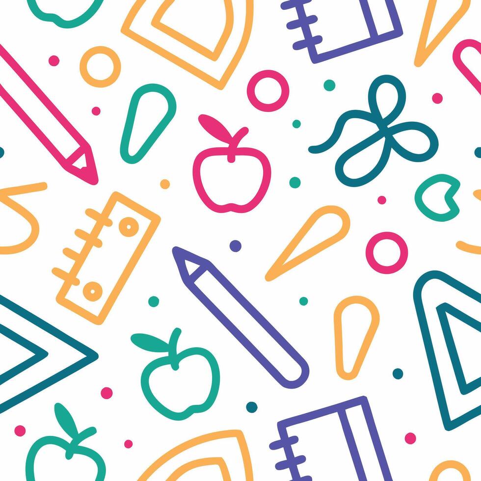 back to school seamless pattern with school supplies vector