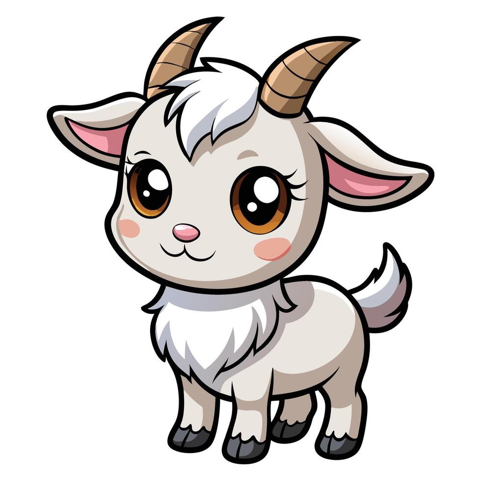 cartoon goat with big horns and big eyes vector