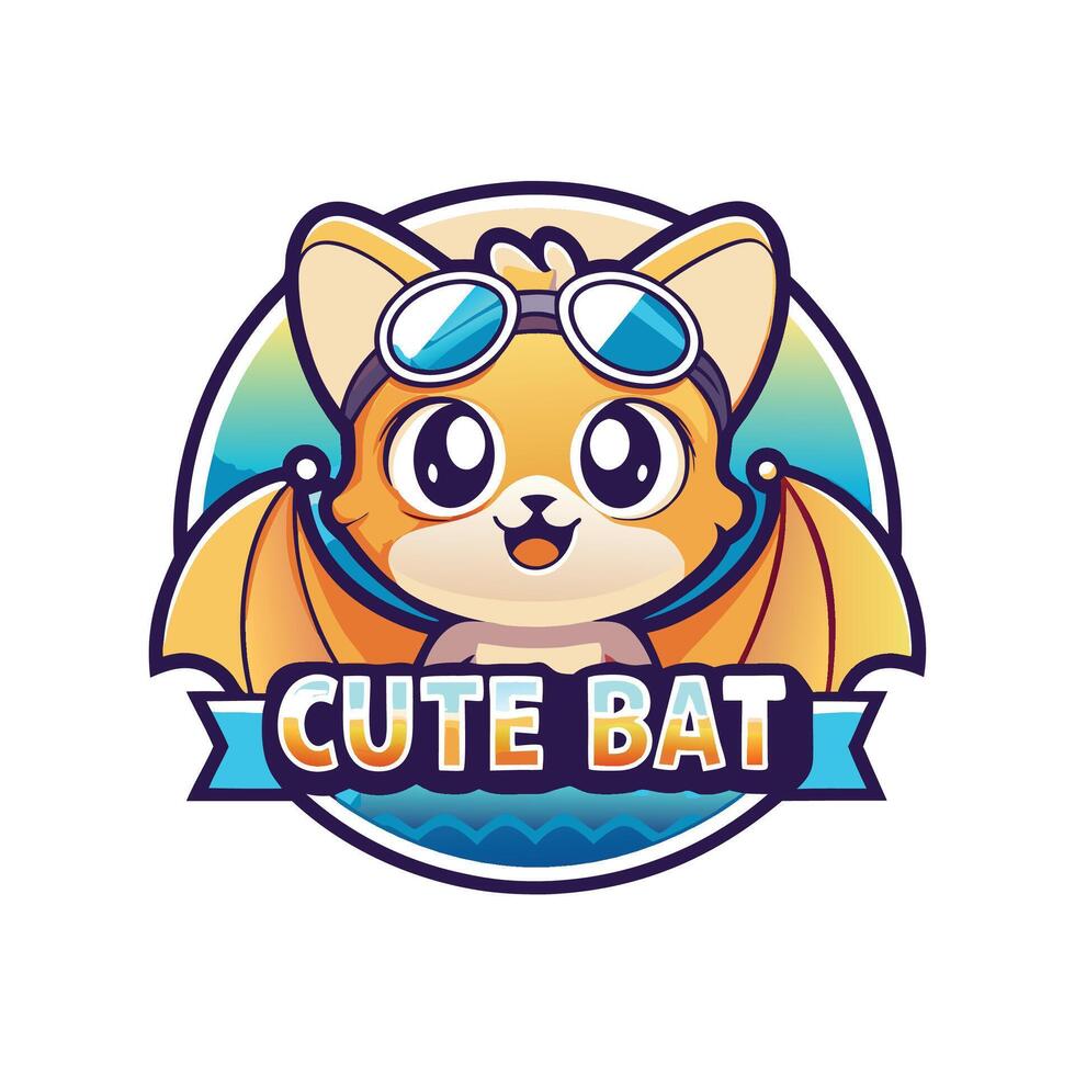 cute bat logo design vector